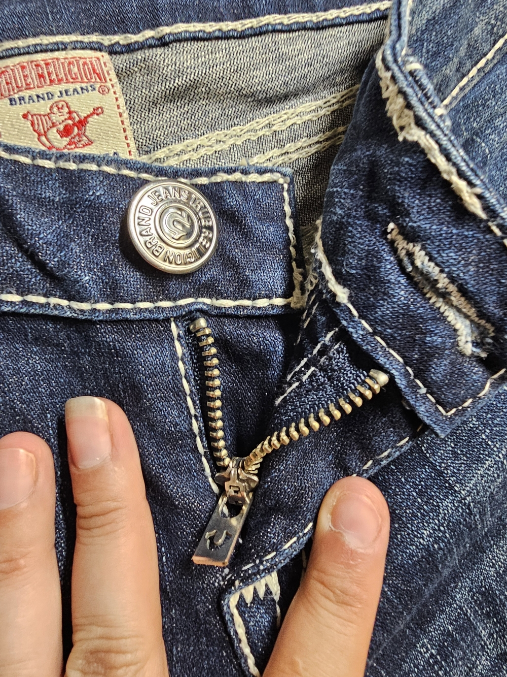 True Religion Dark Wash Jeans with Branded Hardware